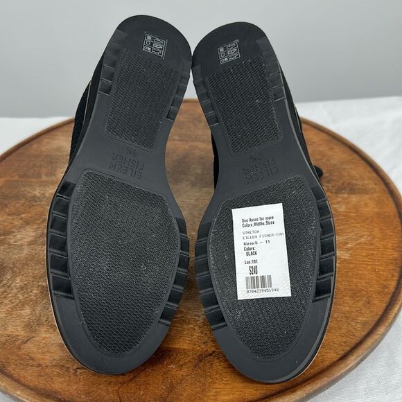 Eileen Fisher Boots Wm 6.5 M Black Knit Sock Wedge Ankle Bootie London Stretch - Picture 8 of 11